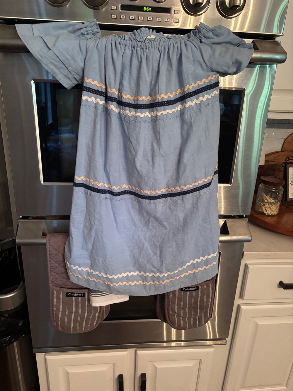 Love Riche Light Blue Smocked Off-Shoulder Top
